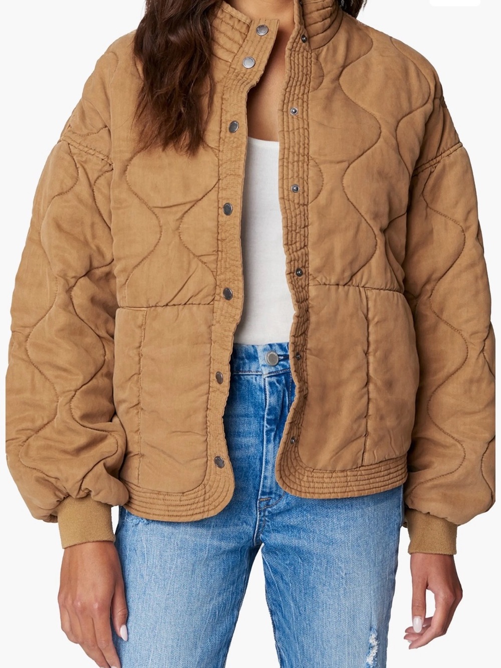 Blank NYC Drop Shoulder Quilted Jacket in Chai Tea Size XL